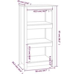 Berkfield Home Book Cabinet Black 50x35x97 cm Solid Wood Pine - Size: 50 x 35 x 97 cm - thumbnail 8