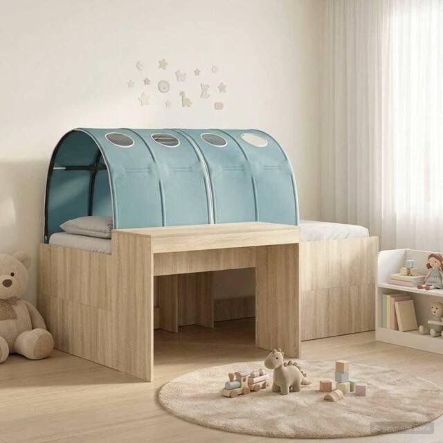 Berkfield Home Bed Frame with Tunnel 3 pcs Sonoma Oak & Light Blue in Brown - image 1