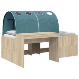 Berkfield Home Bed Frame with Tunnel 3 pcs Sonoma Oak & Light Blue in Brown - thumbnail 2