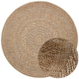THE RUGS Indoor Outdoor Almendro Round Rug Chevron Design High Low Texture in Beige - Size: 160 cm diameter - thumbnail 2