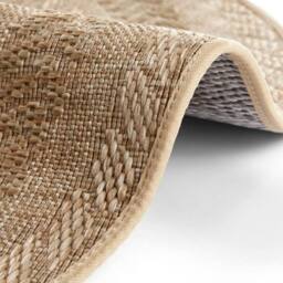 THE RUGS Indoor Outdoor Almendro Round Rug Chevron Design High Low Texture in Beige - Size: 160 cm diameter - thumbnail 3