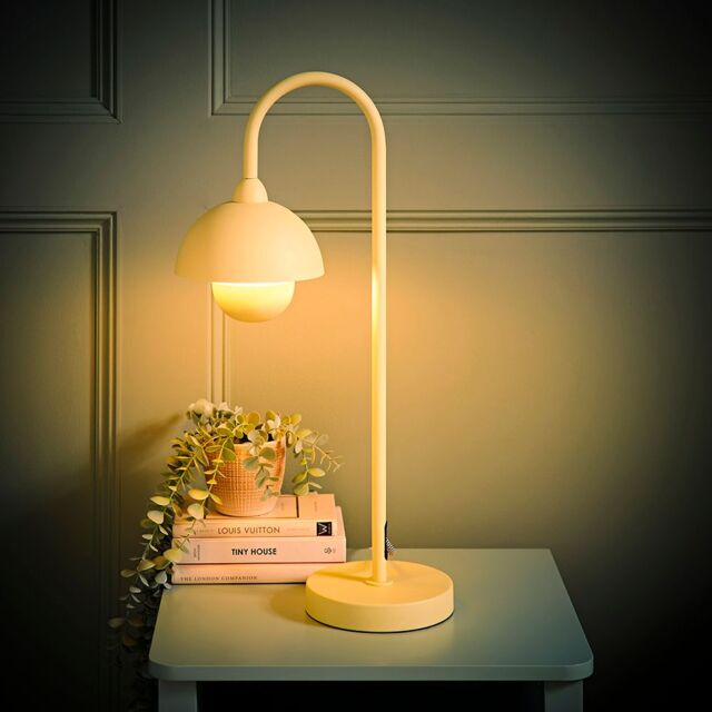 ValueLights Tilly Pastel Arched Dome Shade Metal Table Lamp with LED Bulb in Yellow - image 1