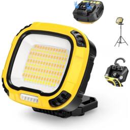 VOGREX LED Work Light Rechargeable Magnetic Hook Warm + White in Yellow