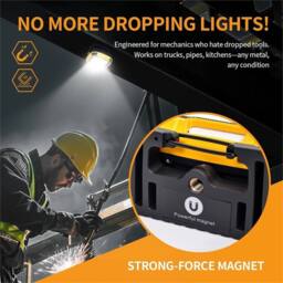 VOGREX LED Work Light Rechargeable Magnetic Hook Warm + White in Yellow - thumbnail 2