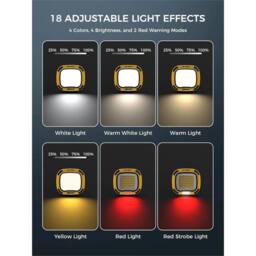 VOGREX LED Work Light Rechargeable Magnetic Hook Warm + White in Yellow - thumbnail 4