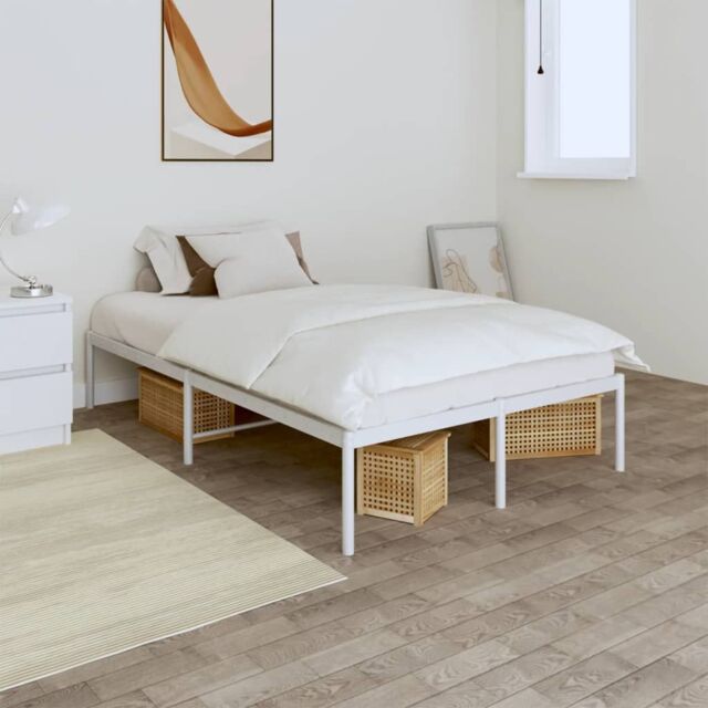 Berkfield Home Metal Bed Frame White 120x200 cm - Size: Small Double - image 1
