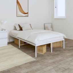 Berkfield Home Metal Bed Frame White 120x200 cm - Size: Small Double - thumbnail 1