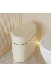 Living and Home 15L Press Open Trash Can Waste Bin Dustbin Bathroom Kitchen Bedroom in Cream - thumbnail 1