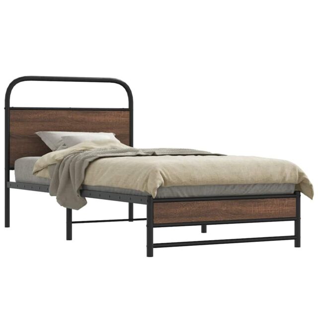 Berkfield Home Bed Frame without Mattress 90x200 cm Brown Oak Engineered Wood - image 1