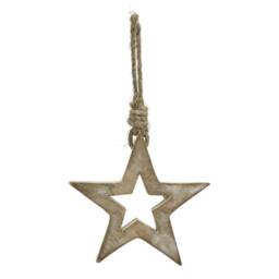 Sostter Small Whitewashed Wooden Star Decoration in Brown - thumbnail 2