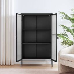 FurnitureboxUK Jia Black Metal Display Cabinet - thumbnail 3