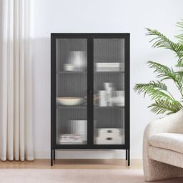 FurnitureboxUK Jia Black Metal Display Cabinet - thumbnail 2