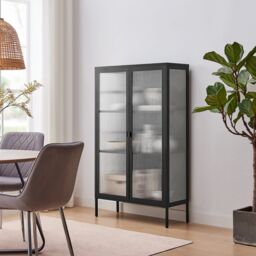 FurnitureboxUK Jia Black Metal Display Cabinet