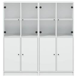 Berkfield Home Modern Bookcase with Doors White 136x37x142 cm Engineered Wood - Size: 136 x 37 x 142 cm - thumbnail 7