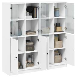 Berkfield Home Modern Bookcase with Doors White 136x37x142 cm Engineered Wood - Size: 136 x 37 x 142 cm - thumbnail 4