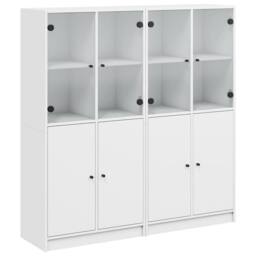 Berkfield Home Modern Bookcase with Doors White 136x37x142 cm Engineered Wood - Size: 136 x 37 x 142 cm - thumbnail 3