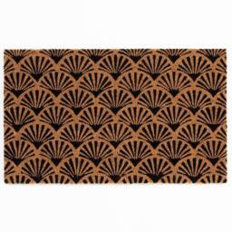 Esselle Astley Printed Latex Backed Coir Printed Forest Green Scallop Deco Doormat in Black - Size: 45 cm x 75 cm