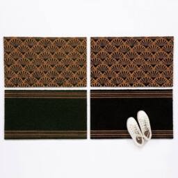 Esselle Astley Printed Latex Backed Coir Printed Forest Green Scallop Deco Doormat in Black - Size: 45 cm x 75 cm - thumbnail 4