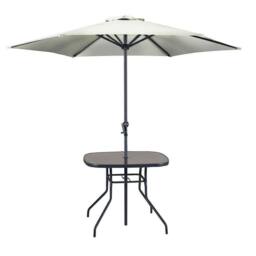 Hectare 4 Seater Rattan Dining Set with Reversible Cushions & Parasol Grey - thumbnail 3