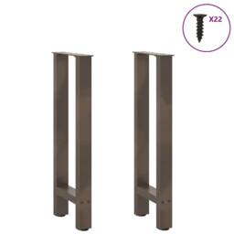 Berkfield Home Coffee Table Legs Natural Steel 2 pcs 38x(72-73) cm Steel in Grey - thumbnail 3