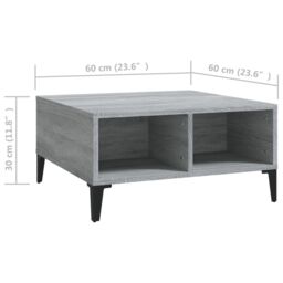 Berkfield Home Coffee Table Grey Sonoma 60x60x30 cm Engineered Wood - Size: 60 x 60 x 30 cm - thumbnail 6
