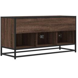 Berkfield Home TV Cabinet Brown Oak 100x35x50 cm Engineered Wood & Metal - Size: 100 x 35 x 50 cm - thumbnail 6