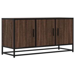 Berkfield Home TV Cabinet Brown Oak 100x35x50 cm Engineered Wood & Metal - Size: 100 x 35 x 50 cm - thumbnail 2