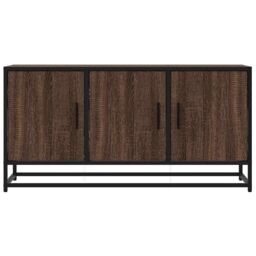 Berkfield Home TV Cabinet Brown Oak 100x35x50 cm Engineered Wood & Metal - Size: 100 x 35 x 50 cm - thumbnail 4