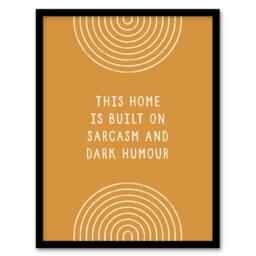 Artery8 This Home Is Built On Sarcasm & Dark Humour Framed Wall Art Print in Brown - Size: A4 - thumbnail 1