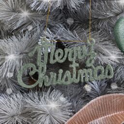 Melody Maison Sage Green Glitter Merry Christmas Sign in Light Green - thumbnail 2