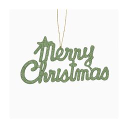 Melody Maison Sage Green Glitter Merry Christmas Sign in Light Green - thumbnail 1