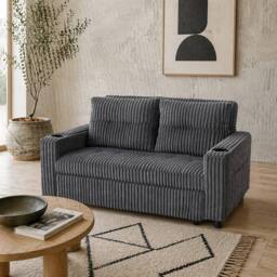 Wyld Haus Noripa Charcoal Grey Corduroy 2 Seater Click Clack Sofa Bed