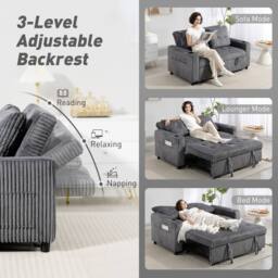 Wyld Haus Noripa Charcoal Grey Corduroy 2 Seater Click Clack Sofa Bed - thumbnail 5