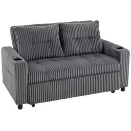 Wyld Haus Noripa Charcoal Grey Corduroy 2 Seater Click Clack Sofa Bed - thumbnail 2