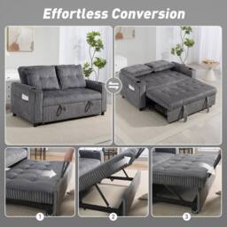 Wyld Haus Noripa Charcoal Grey Corduroy 2 Seater Click Clack Sofa Bed - thumbnail 4