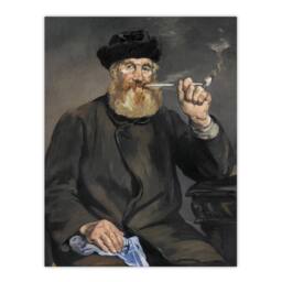 "Artery8 The Pipe Smoker Portrait Manet Vintage Wall Art Print Poster in Grey - Size: W18"" x H24""" - thumbnail 1