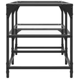 Berkfield Home Decorative Coffee Table with Transparent Glass Top 78.5x40x45 cm Steel - thumbnail 5