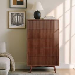 Teamson Home Tremolo Chest of Drawers 5 Drawer Bedroom Dresser in Walnut - thumbnail 3