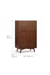 Teamson Home Tremolo Chest of Drawers 5 Drawer Bedroom Dresser in Walnut - thumbnail 5