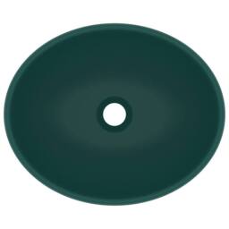 Berkfield Home Luxury Basin Oval-shaped Matt Dark Green 40x33 cm Ceramic - thumbnail 4