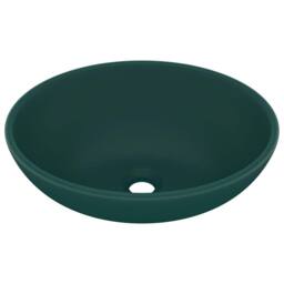 Berkfield Home Luxury Basin Oval-shaped Matt Dark Green 40x33 cm Ceramic