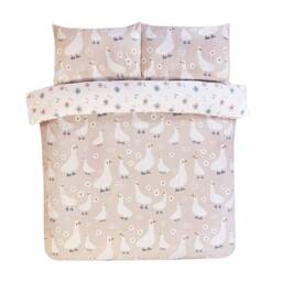 Rapport Home Jemima Duck Microfibre Duvet Cover Set with Pillowcase in Natural - Size: King - thumbnail 3