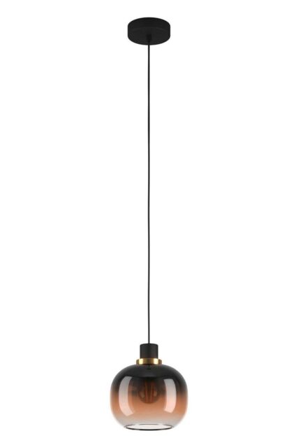 Eglo Oilella Glass & Metal 1 Light Pendant Light in Light Brown - image 1