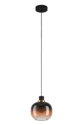 Eglo Oilella Glass & Metal 1 Light Pendant Light in Light Brown - thumbnail 1