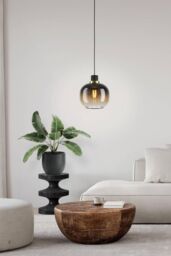 Eglo Oilella Glass & Metal 1 Light Pendant Light in Light Brown - thumbnail 2