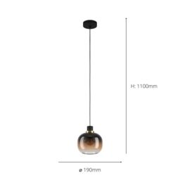 Eglo Oilella Glass & Metal 1 Light Pendant Light in Light Brown - thumbnail 4