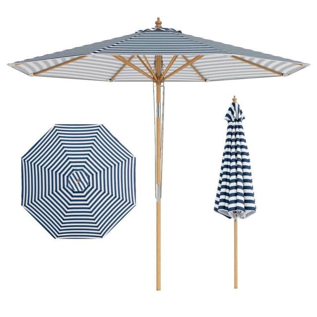 Kelvenix 270 cm Round Patio Umbrella Bamboo Market Table Umbrella - Size: 0.6m2 - image 1