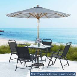 Kelvenix 270 cm Round Patio Umbrella Bamboo Market Table Umbrella - Size: 0.6m2 - thumbnail 3