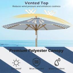 Kelvenix 270 cm Round Patio Umbrella Bamboo Market Table Umbrella - Size: 0.6m2 - thumbnail 4