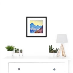Artery8 Roerich Milarepa One Who Hearkened Landscape Painting 8X8 Inch Square Wooden Framed Wall Art Print Picture with Mount in Black - thumbnail 2
